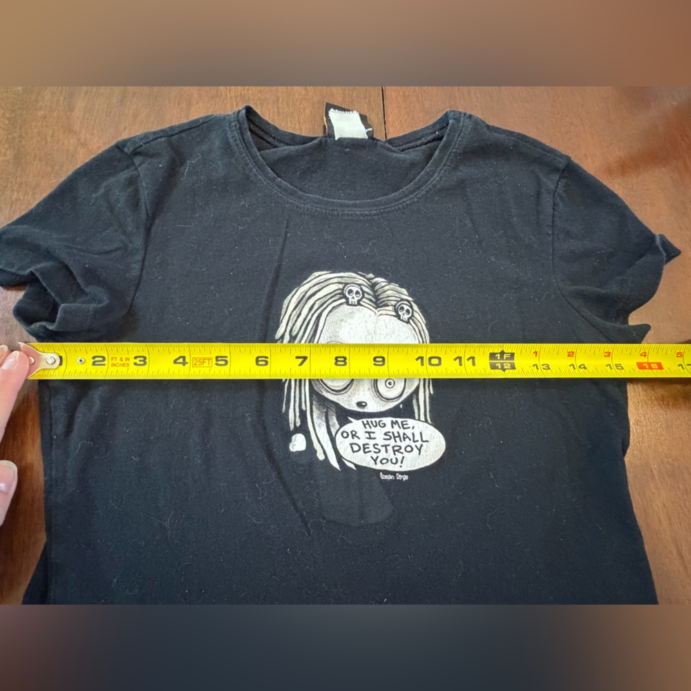 Mighty Fine Doe Lenore Roman Dirge Y2K Black Graphic Short Sleeve T-Shirt Top - Picture 12 of 12